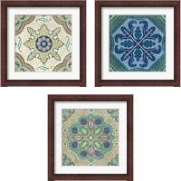 Framed 'Santorini Tile 3 Piece Framed Art Print Set' border=