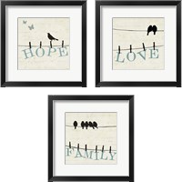 Framed 'Bird Talk 3 Piece Framed Art Print Set' border=