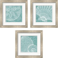 Framed 'Aqua Treasure 3 Piece Framed Art Print Set' border=