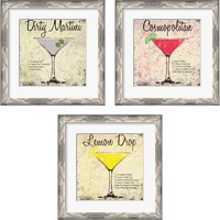 Framed 'Cocktail 3 Piece Framed Art Print Set' border=