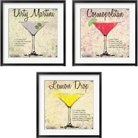 Framed 'Cocktail 3 Piece Framed Art Print Set' border=