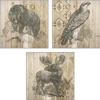 Framed 'Natural History Lodge 3 Piece Art Print Set' border=