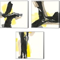 Framed 'Black and Yellow 3 Piece Canvas Print Set' border=