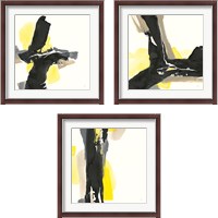 Framed 'Black and Yellow 3 Piece Framed Art Print Set' border=