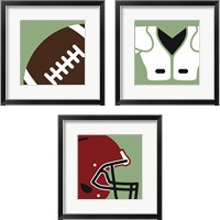 Framed 'Football Close-Ups 3 Piece Framed Art Print Set' border=