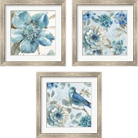 Framed 'Indigold  3 Piece Framed Art Print Set' border=