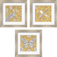 Framed 'Color My World Gold 3 Piece Framed Art Print Set' border=