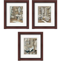Framed 'Vintage Bathroom 3 Piece Framed Art Print Set' border=
