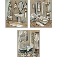 Framed 'Vintage Bathroom 3 Piece Art Print Set' border=