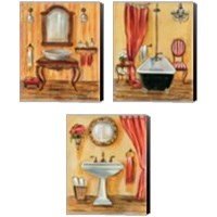 Framed 'Tuscan Bath 3 Piece Canvas Print Set' border=