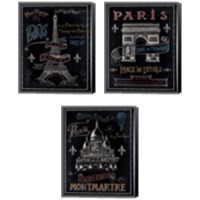 Framed 'Travel to Paris 3 Piece Canvas Print Set' border=