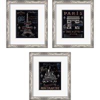 Framed 'Travel to Paris 3 Piece Framed Art Print Set' border=