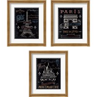 Framed 'Travel to Paris 3 Piece Framed Art Print Set' border=