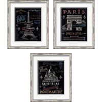 Framed 'Travel to Paris 3 Piece Framed Art Print Set' border=