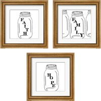 Framed 'Mason Jar 3 Piece Framed Art Print Set' border=