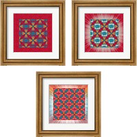 Framed 'Lotus Tile Color 3 Piece Framed Art Print Set' border=