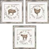 Framed 'Rustic Farm Signs - Brown 3 Piece Framed Art Print Set' border=