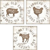 Framed Rustic Farm Signs - Brown 3 Piece Art Print Set