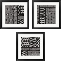 Framed 'Kuba Abstract BW 3 Piece Framed Art Print Set' border=