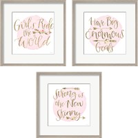 Framed 'Girl Power 3 Piece Framed Art Print Set' border=