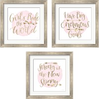 Framed 'Girl Power 3 Piece Framed Art Print Set' border=