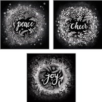 Framed 'Frosty Christmas Words 3 Piece Art Print Set' border=