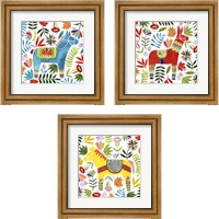 Framed 'Festive Otomi 3 Piece Framed Art Print Set' border=