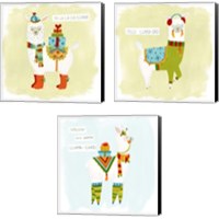 Framed 'Fa-la-la-la Llama 3 Piece Canvas Print Set' border=