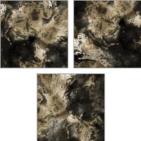 Framed 'Gold Marbled Abstract 3 Piece Art Print Set' border=