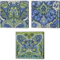 Framed 'Garden Mosaic 3 Piece Canvas Print Set' border=