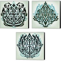 Framed 'Ornamental Navy Pattern 3 Piece Canvas Print Set' border=