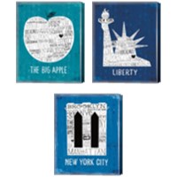 Framed 'Iconic NYC 3 Piece Canvas Print Set' border=