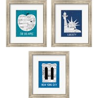 Framed 'Iconic NYC 3 Piece Framed Art Print Set' border=