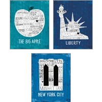 Framed 'Iconic NYC 3 Piece Art Print Set' border=