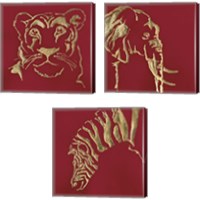 Framed 'Gilded Animal Red 3 Piece Canvas Print Set' border=