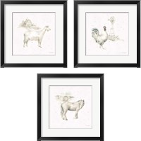 Framed 'Farm Friends Neutral 3 Piece Framed Art Print Set' border=