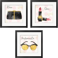 Framed 'Fashion Blooms Black 3 Piece Framed Art Print Set' border=