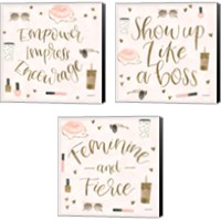 Framed 'Boss Ladies Pink 3 Piece Canvas Print Set' border=