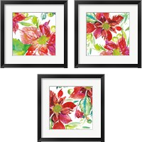 Framed 'Poinsettia Pretty 3 Piece Framed Art Print Set' border=