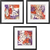 Framed 'Bright Life Red Yellow 3 Piece Framed Art Print Set' border=