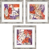 Framed 'Bright Life Red Yellow 3 Piece Framed Art Print Set' border=