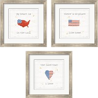 Framed 'USA Cuties 3 Piece Framed Art Print Set' border=