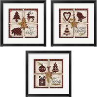 Framed 'Four Square Christmas 3 Piece Framed Art Print Set' border=