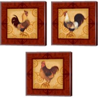 Framed 'Decorative Rooster 3 Piece Canvas Print Set' border=
