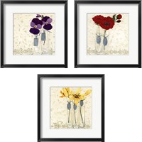 Framed 'Inspired Flower 3 Piece Framed Art Print Set' border=