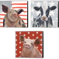 Framed 'Patriotic Farm 3 Piece Canvas Print Set' border=