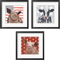 Framed 'Patriotic Farm 3 Piece Framed Art Print Set' border=