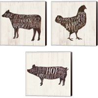 Framed 'Farmhouse BBQ 3 Piece Canvas Print Set' border=