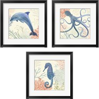 Framed 'Underwater Whimsy 3 Piece Framed Art Print Set' border=