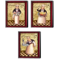 Framed 'Chefs Bon Appetit 3 Piece Canvas Print Set' border=